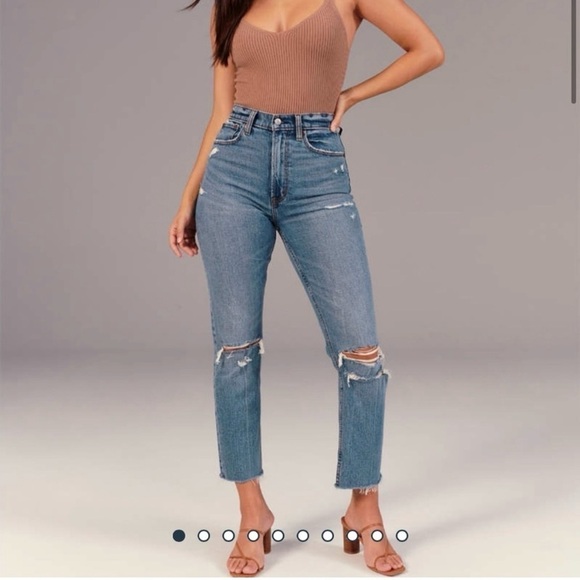 Abercrombie & Fitch Ultra High Rise Ankle Straight Jeans Distressed Sz 27 4L - Picture 1 of 15